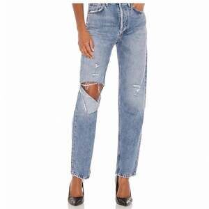 AGOLDE New 90s Pinch Waist Distressed High Rise Straight Thrashed Jeans Sz 26